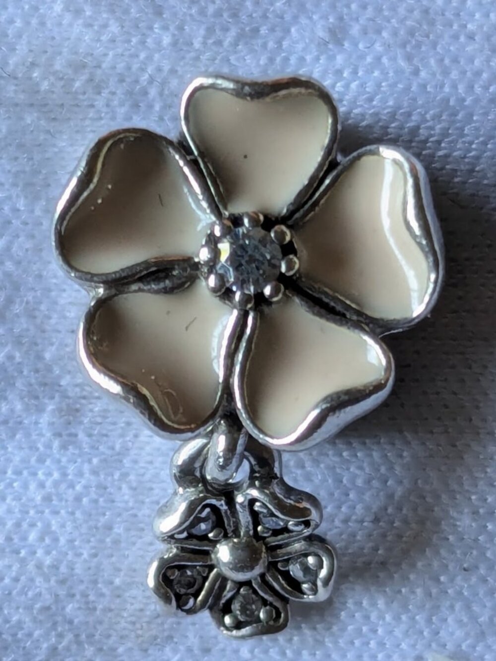 Pandora Poetic Blooms Sterling Silver Pink Flower Apple Blossom Charm (Retired)